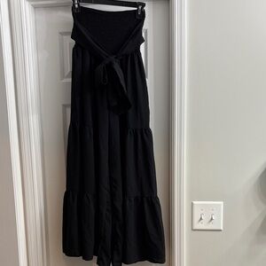 SHEIN Elegant Black Wide-Legged Tier Pants